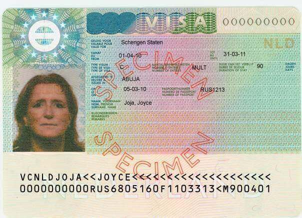 a quoi ressemble un visa schengen