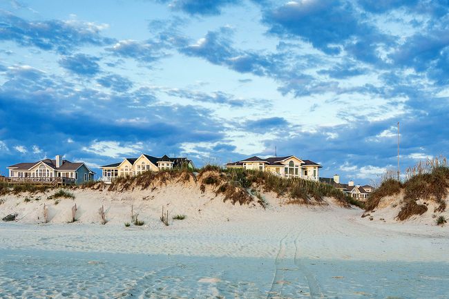 Maisons de plage au bord de l'eau sur les Outer Banks en Caroline du Nord