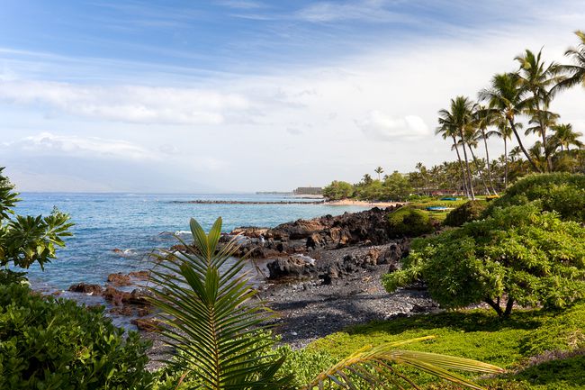 Vue côtière dans la zone de villégiature de Wailea Maui, Hawaii.