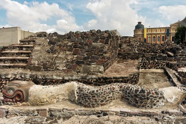 Ruines du Temple Mayor de Tenochtitlan, Mexico.