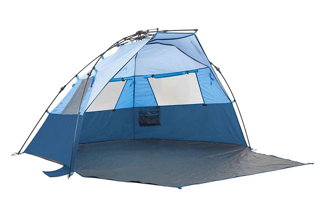 tente de camping bleue