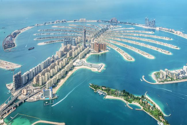 Vue aérienne de l'île de Dubaï Palm Jumeirah, Émirats Arabes Unis