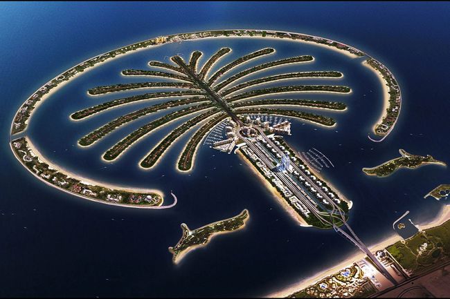 Vue aérienne de The Palm Islands à Dubaï, Émirats Arabes Unis