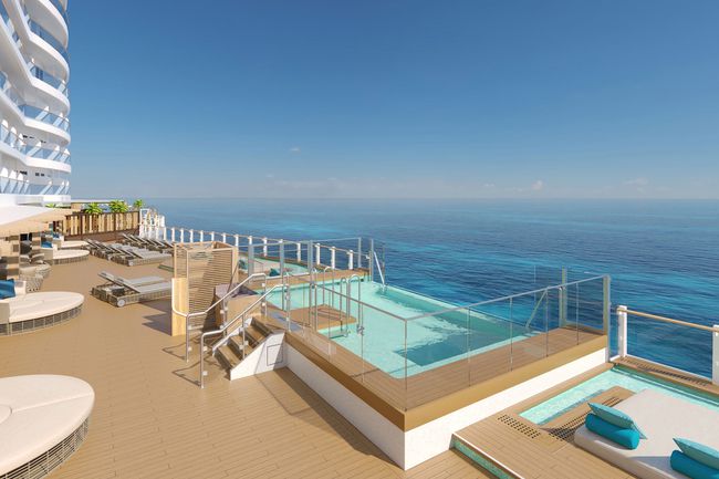 Terrasse de piscine à débordement sur le nouveau navire de Norwegian Cruise Line, Viva