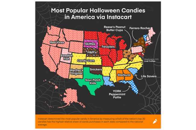 Une carte des bonbons d'Halloween les plus populaires par État