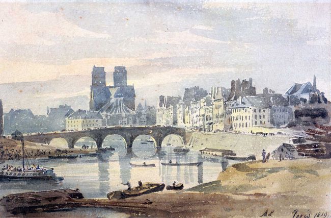 'Notre-Dame de Paris de l'Ile Saint-Louis', 1819. Artiste : Amelia Long