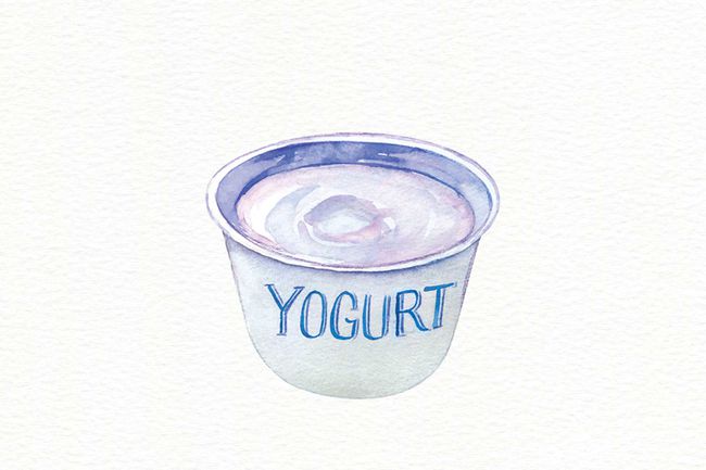 Illustration aquarelle d'une tasse de yaourt
