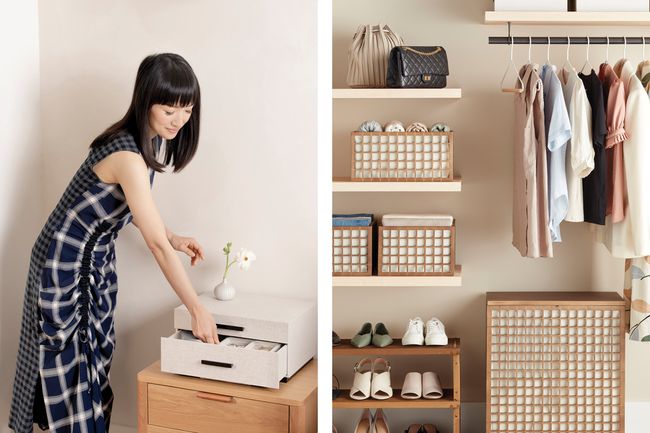 Rangement placard Marie Kondo x The Container Store