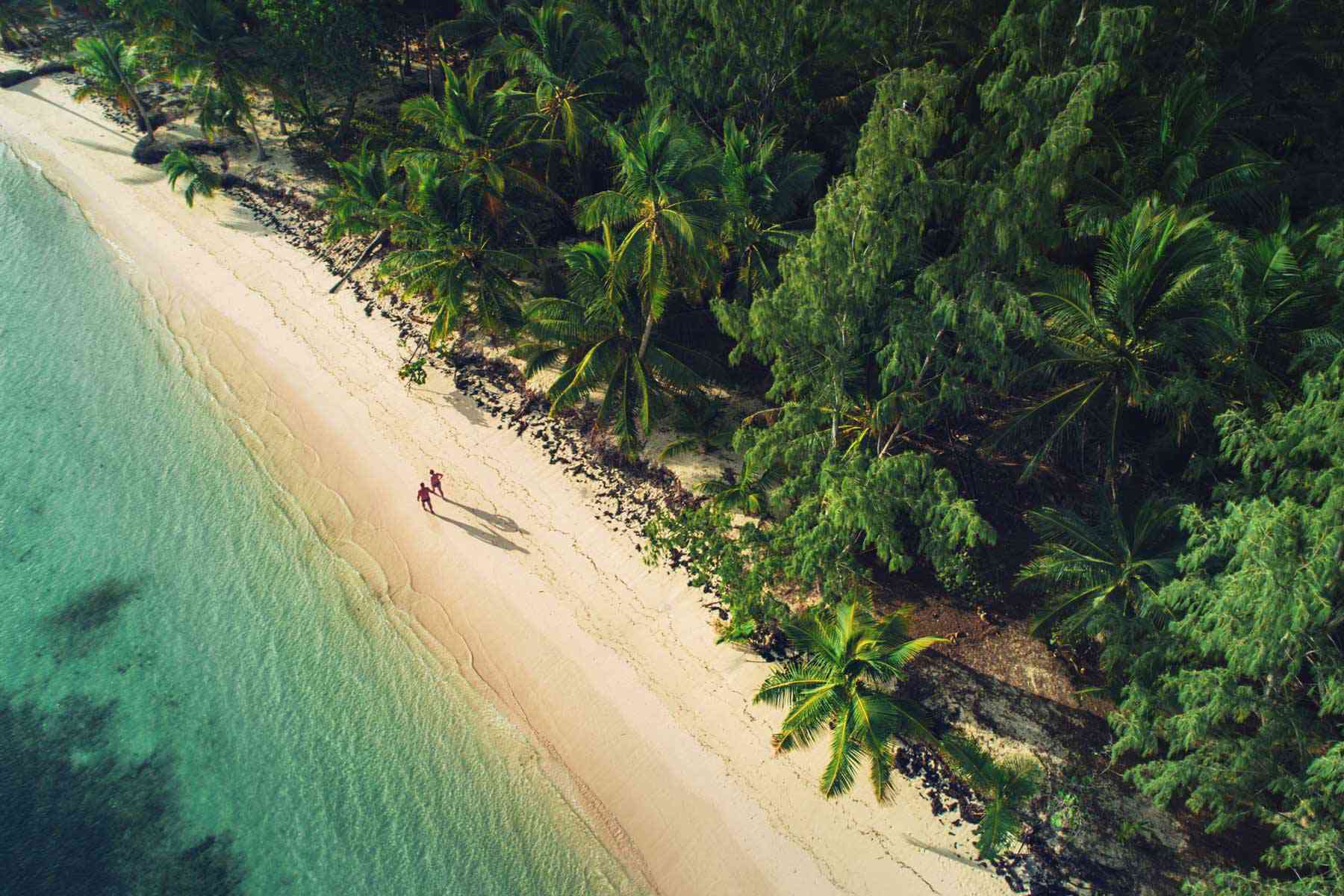 Vue aérienne de la plage de l'île tropicale, Punta Cana, République dominicaine