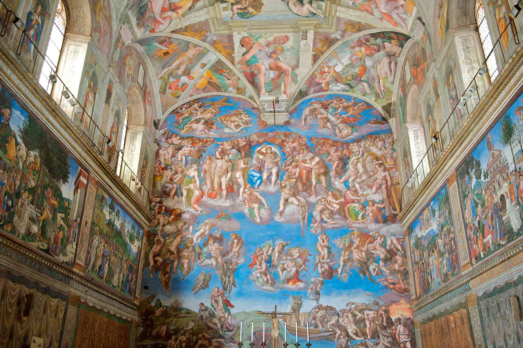 Michel-Ange, Fresque du Jugement dernier de la Chapelle Sixtine, post-restauration, Cité du Vatican, Rome.