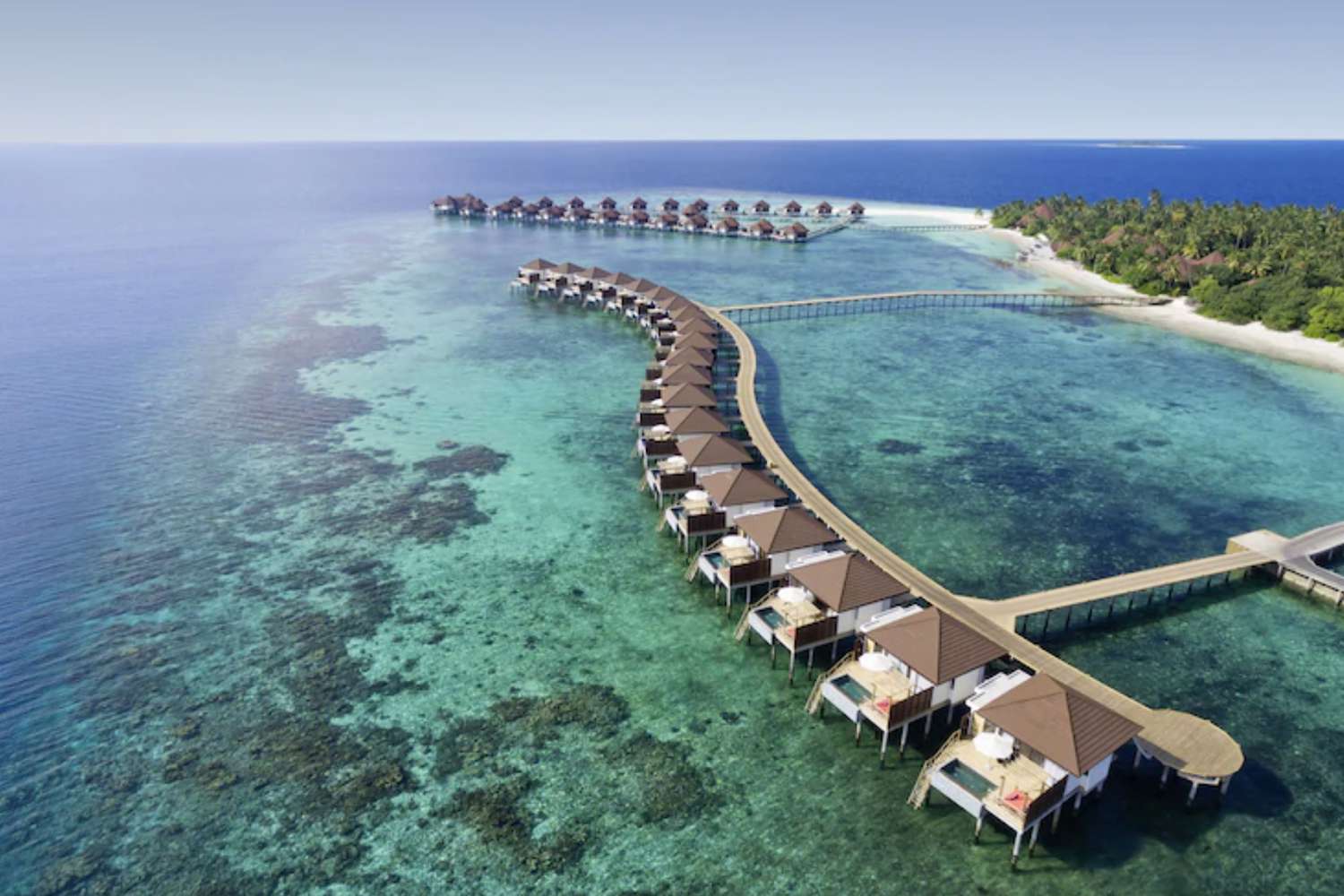 Vue aérienne du Robinson Club Maldives