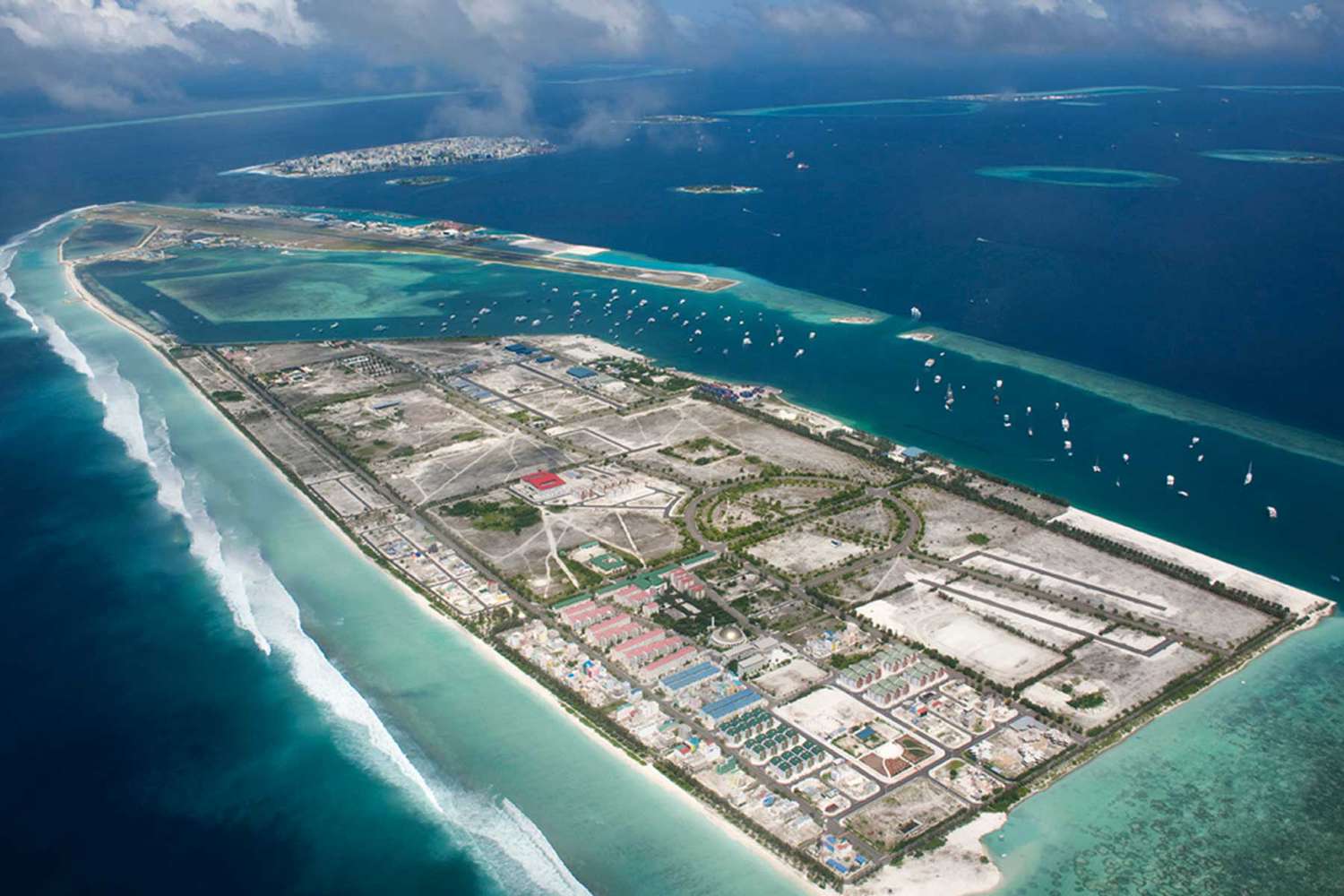 Vue aérienne de l'île de Hulhumale, Maldives