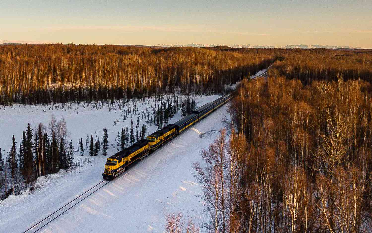 Le train d'hiver Aurora, en Alaska