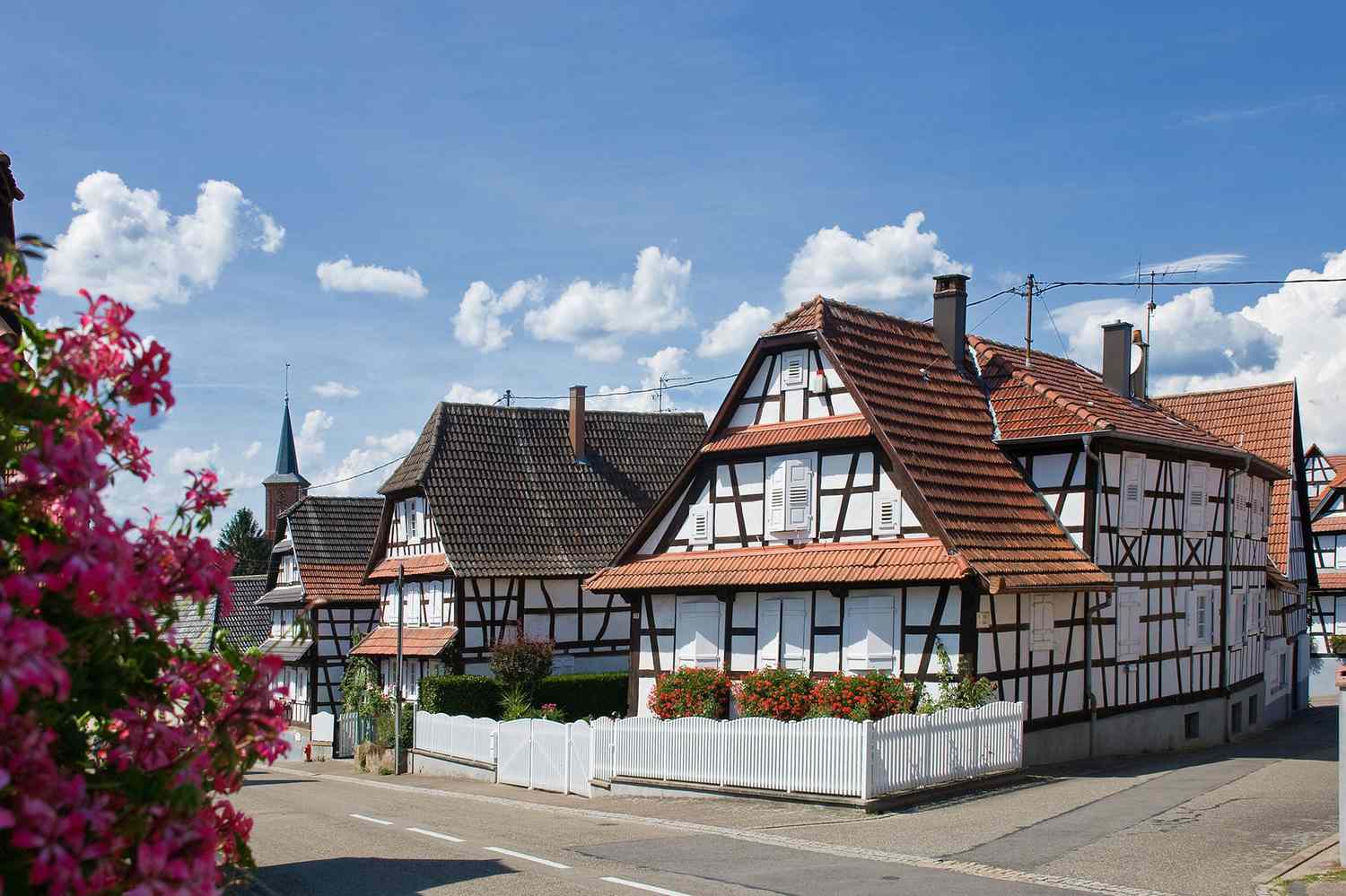 Maisons à colombages à Hunspach, département du Bas-Rhin dans la région Grand Est, France