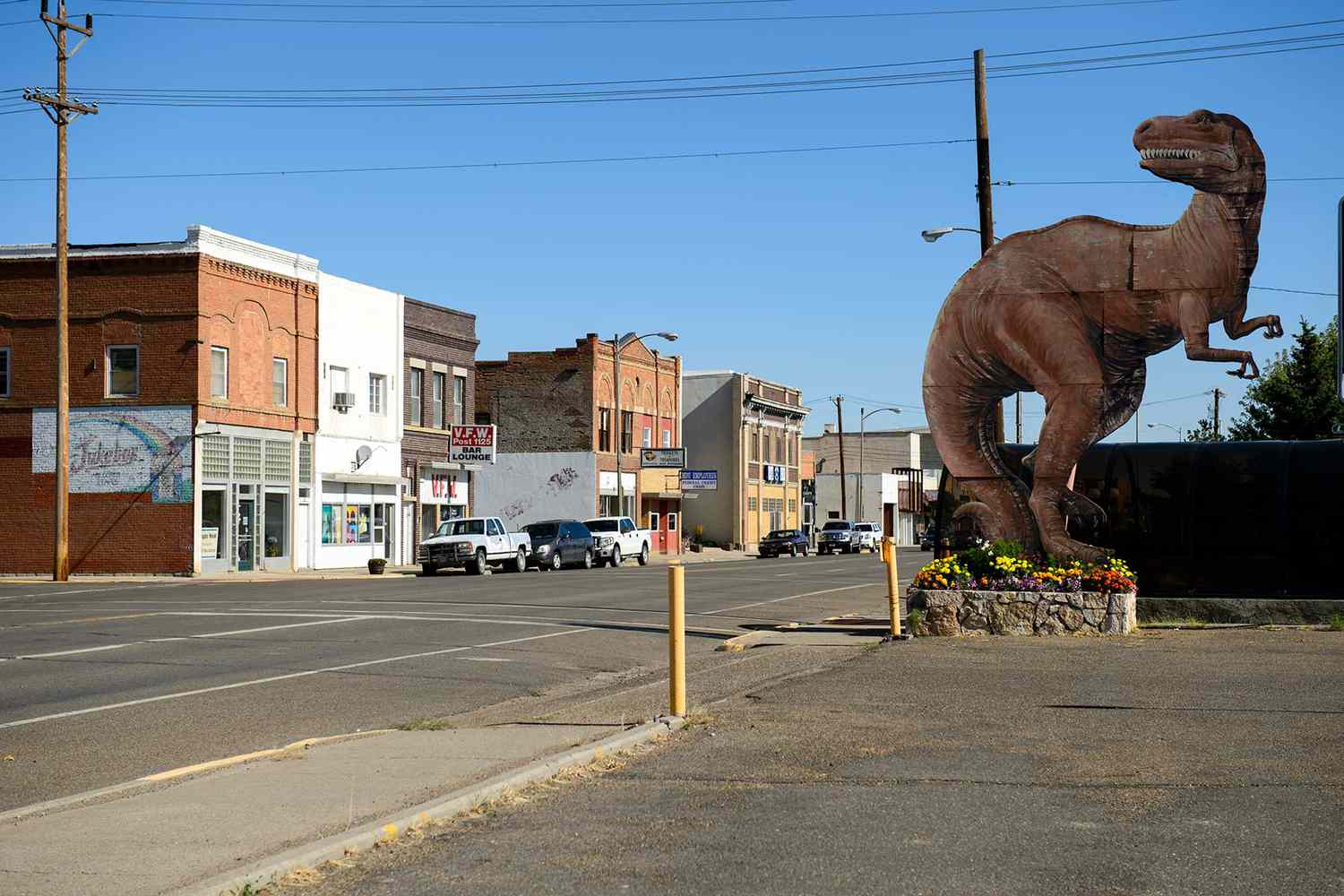 Satue de dinosaure au centre-ville de Glendive, Montana