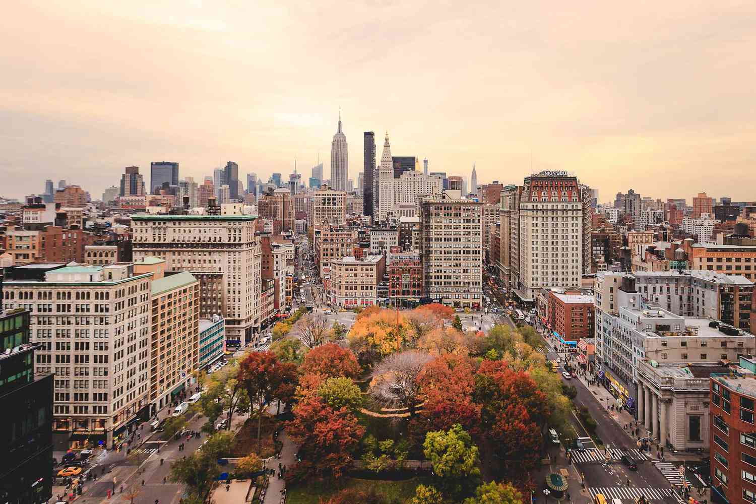 Vue des bâtiments de Manhattan à l'automne
