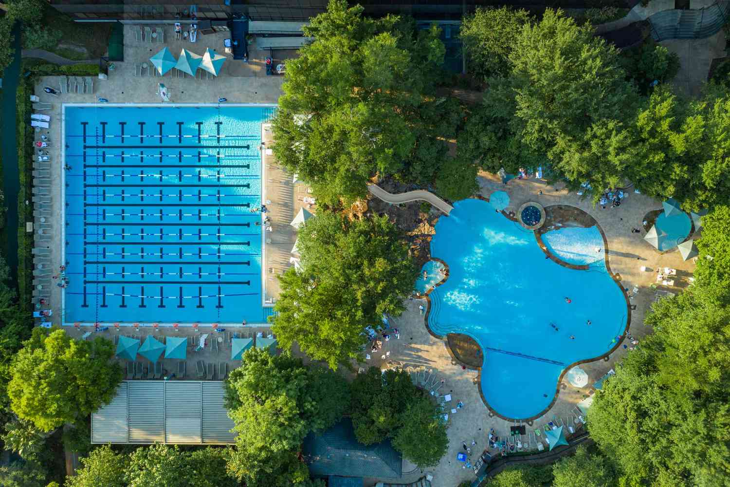 Vue aérienne des piscines du Houstonian Hotel, Club & Spa